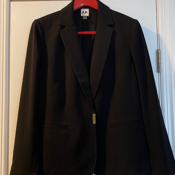Anne Klein Timeless Stretch Lined Jacket Gold Logo Closures New Never Worn